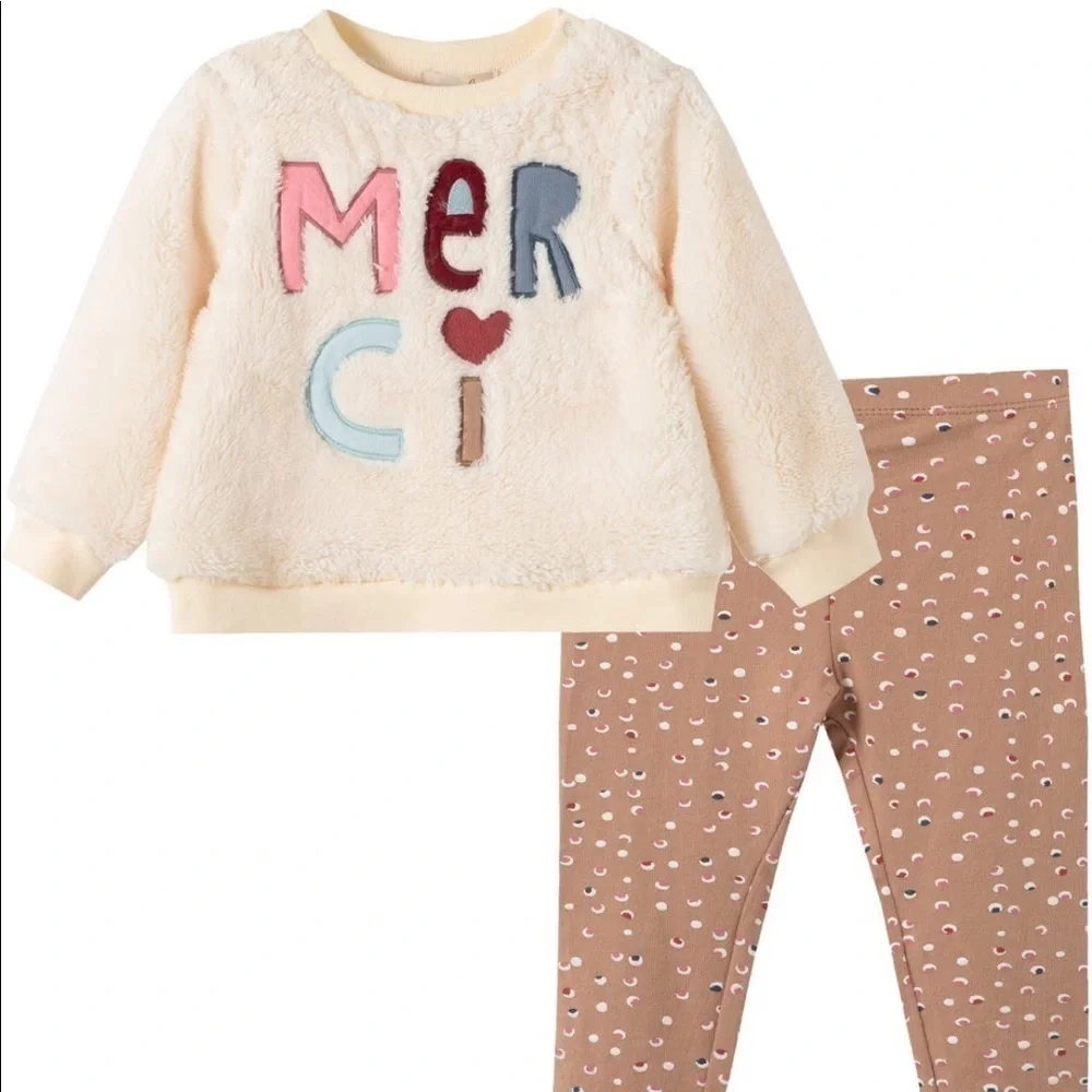 Peek Essentials Sherpa Merci Sweatshirt and Leggings 3-6M